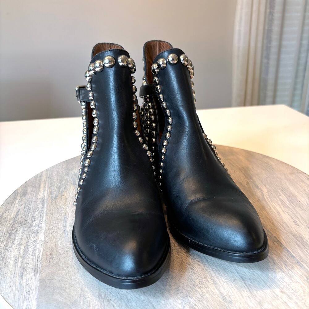 Jeffrey Campbell Rylance Black Leather Studded Ankle Booties Cut Out Size 8.5 - Picture 4 of 11